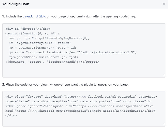 Facebook-page-plugin-code